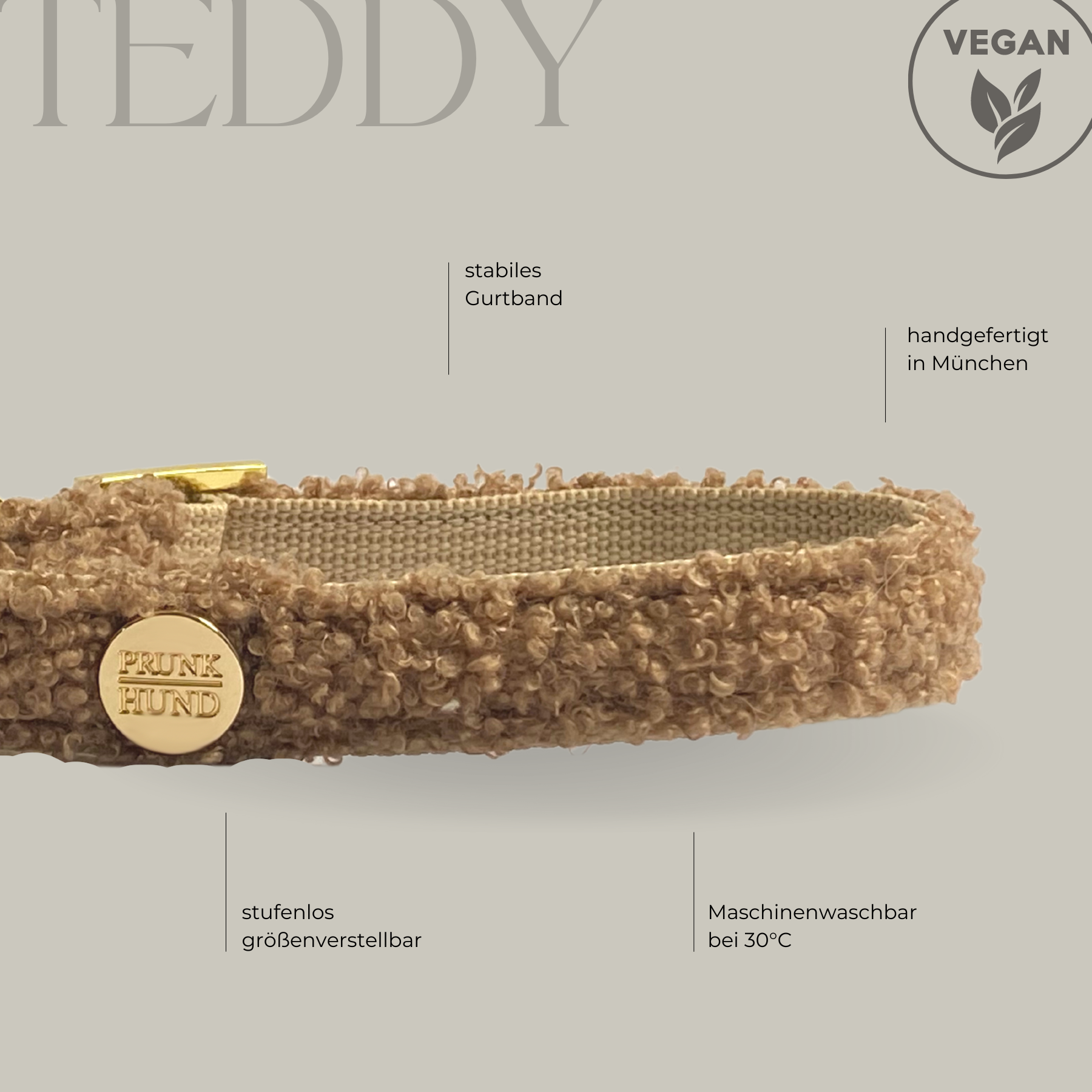 Zugstopp Halsband TEDDY tan