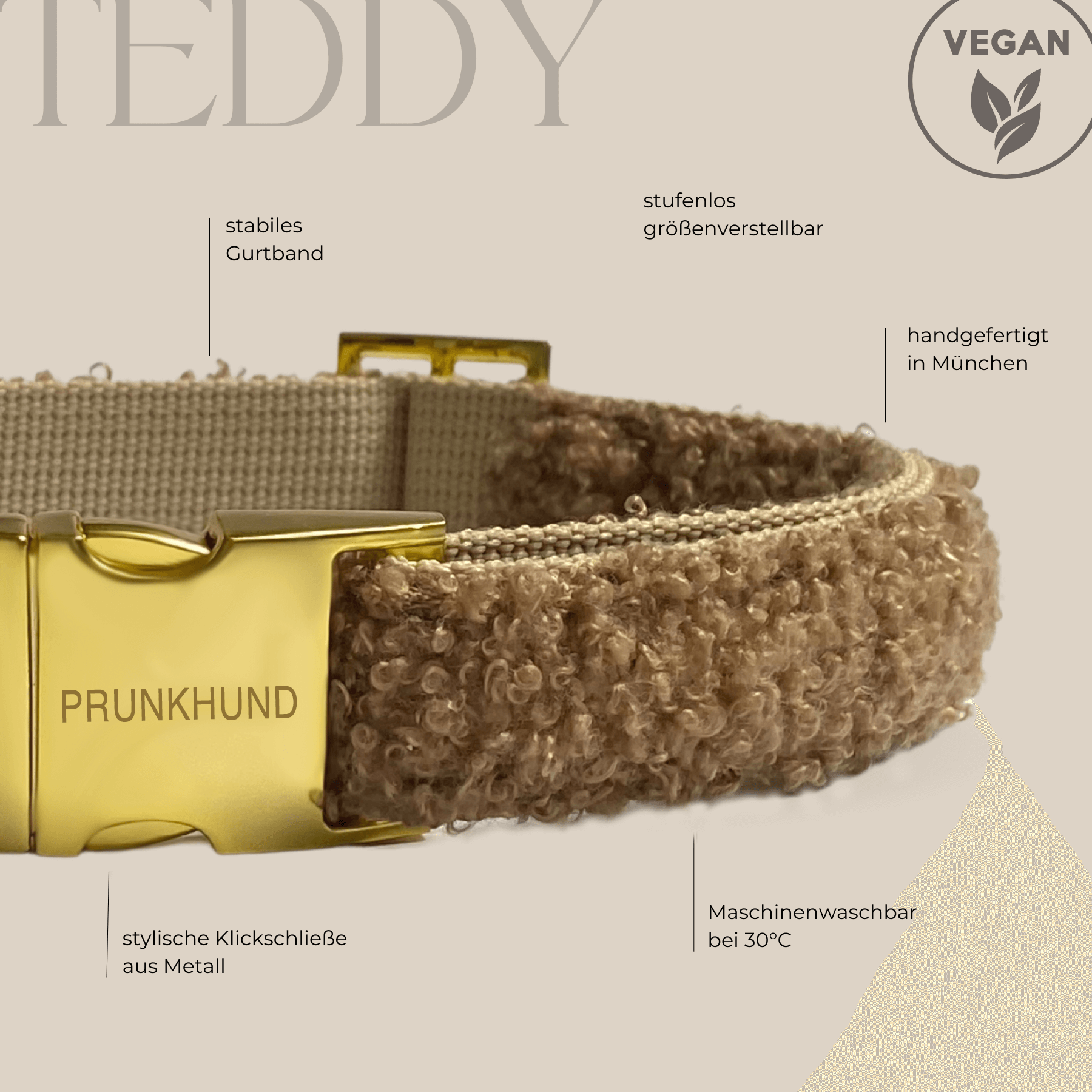 Halsband TEDDY tan